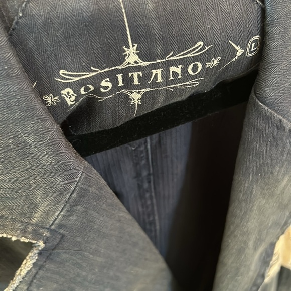 Positano Men’s Blue Raw Hem Blazer Size Large - Picture 6 of 11